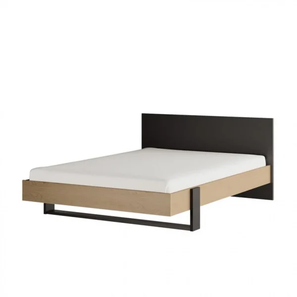 grossiste en ligne BUT Lit 140×190 Cm DUPLEX Imitation Châtaignier Et Noir 1