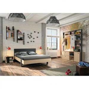 grossiste en ligne BUT Lit 140×190 Cm DUPLEX Imitation Châtaignier Et Noir 9