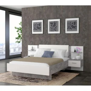BUT Lit 140×190 Cm GINGER 2 Chevets Suspendus Gris Clair Et Blanc Mat vente en ligne pas cher 9