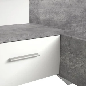 BUT Lit 140×190 Cm GINGER 2 Chevets Suspendus Gris Clair Et Blanc Mat vente en ligne pas cher 13
