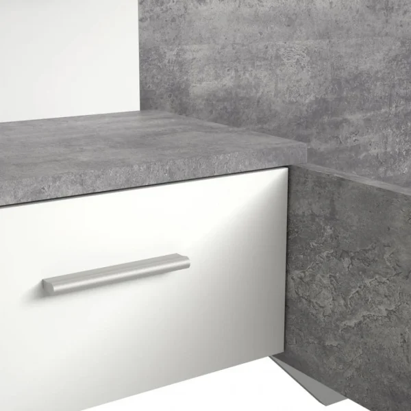 BUT Lit 140×190 Cm GINGER 2 Chevets Suspendus Gris Clair Et Blanc Mat vente en ligne pas cher 5