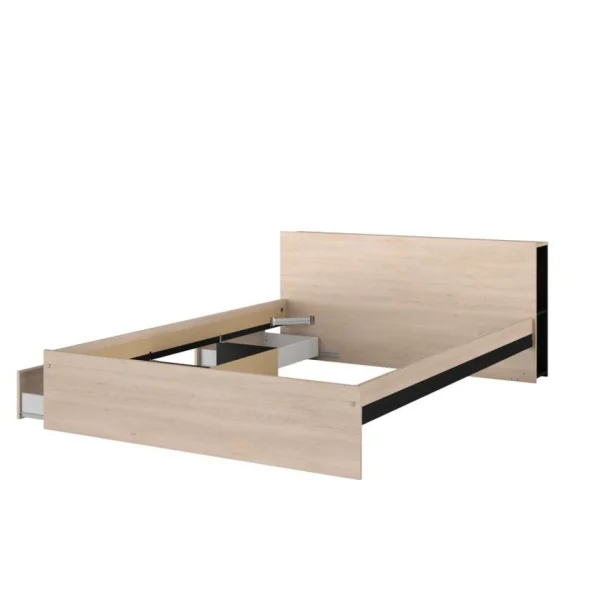 grand choix BUT Lit 140×190 Cm Avec 2 Tiroirs Et Tête De Lit Avec Rangements LODGE Im… 4