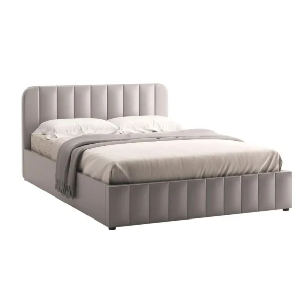 garantis authentique BUT Lit 140×190 Cm Avec Sommiers AVIA En Velours Gris 1