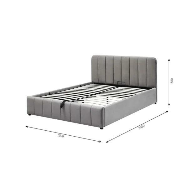 garantis authentique BUT Lit 140×190 Cm Avec Sommiers AVIA En Velours Gris 4