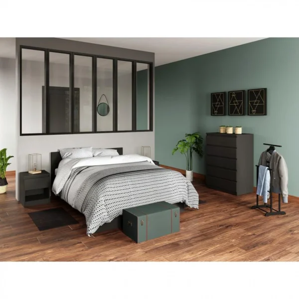 le grand escompte BUT Lit 140×190 Cm BEST LAK 2 Noir Mat 3