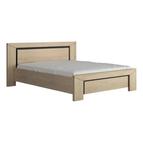 soldes pas cher BUT Lit 140×190 Cm BRUGGES Imitation Châtaignier Naturel 1