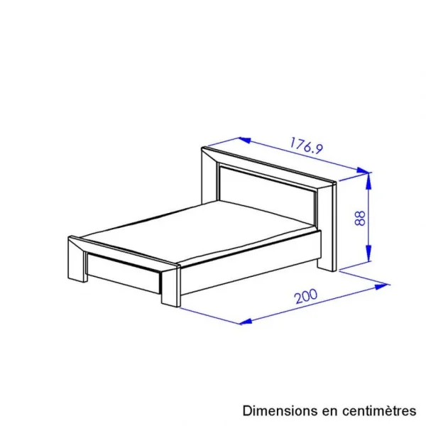 soldes pas cher BUT Lit 140×190 Cm BRUGGES Imitation Châtaignier Naturel 4