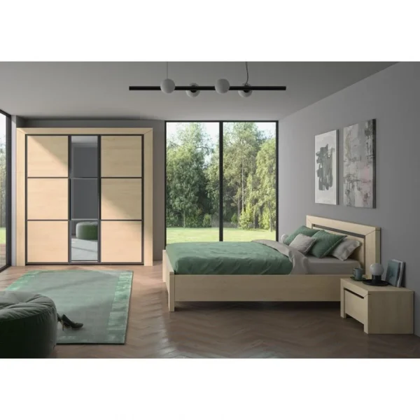 soldes pas cher BUT Lit 140×190 Cm BRUGGES Imitation Châtaignier Naturel 5