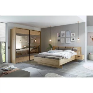 soldes en ligne Linea Natura Lit 140×190 Cm Chevets Et Banc Intégrés PRESTIGE Imitation Chêne Ar… 9