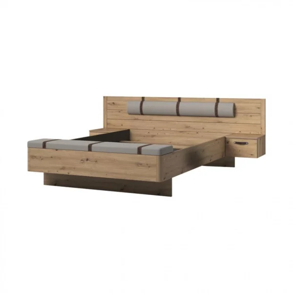 soldes en ligne Linea Natura Lit 140×190 Cm Chevets Et Banc Intégrés PRESTIGE Imitation Chêne Ar… 4