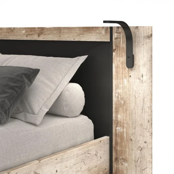 soldes de Noël Time Lit 140×190 Cm DISTRICT Imitation Chêne Et Noir 4