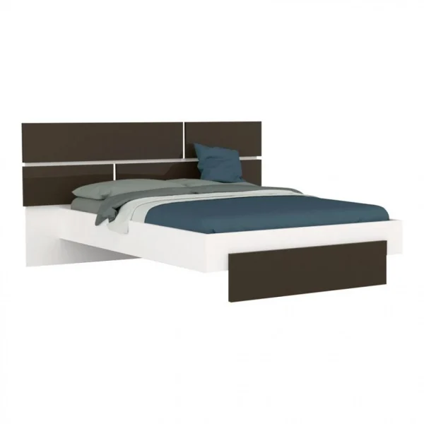 dernière tendance BUT Lit 140×190 Cm PRADO Gris Et Blanc Brillant 1
