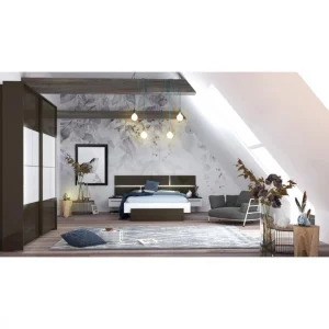 dernière tendance BUT Lit 140×190 Cm PRADO Gris Et Blanc Brillant 9