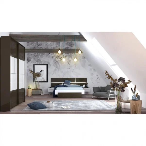 dernière tendance BUT Lit 140×190 Cm PRADO Gris Et Blanc Brillant 3