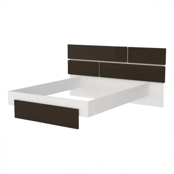 dernière tendance BUT Lit 140×190 Cm PRADO Gris Et Blanc Brillant 4