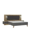 soldes pas cher BUT Lit 140x190cm Chevets Intégrés RICCIANO Imitation Chêne Béton Gris 17