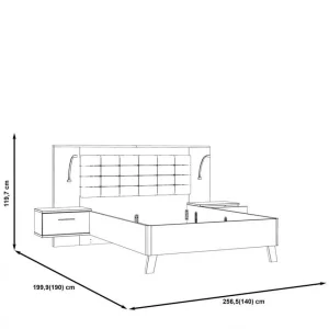 soldes pas cher BUT Lit 140x190cm Chevets Intégrés RICCIANO Imitation Chêne Béton Gris 15