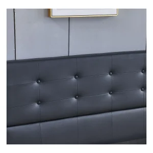 Top ventes Sensoreve Lit 140x190cm Simili Cuir Noir Avec Tête De Lit Boutonnée, Sommier L… 11