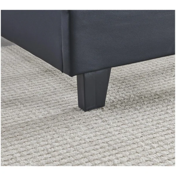 Top ventes Sensoreve Lit 140x190cm Simili Cuir Noir Avec Tête De Lit Boutonnée, Sommier L… 5