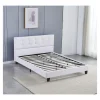 qualité d’originales Sensoreve Lit 140x200cm Simili Cuir Blanc Avec Tête De Lit Boutonnée, Sommier … 7