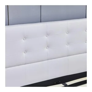 qualité d’originales Sensoreve Lit 140x200cm Simili Cuir Blanc Avec Tête De Lit Boutonnée, Sommier … 13