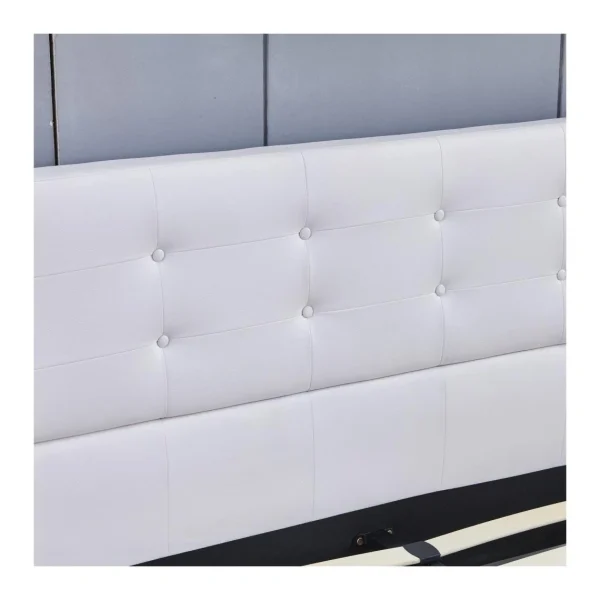 qualité d’originales Sensoreve Lit 140x200cm Simili Cuir Blanc Avec Tête De Lit Boutonnée, Sommier … 5