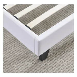 qualité d’originales Sensoreve Lit 140x200cm Simili Cuir Blanc Avec Tête De Lit Boutonnée, Sommier … 15