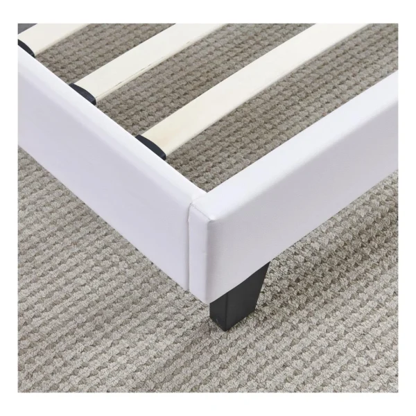 qualité d’originales Sensoreve Lit 140x200cm Simili Cuir Blanc Avec Tête De Lit Boutonnée, Sommier … 6