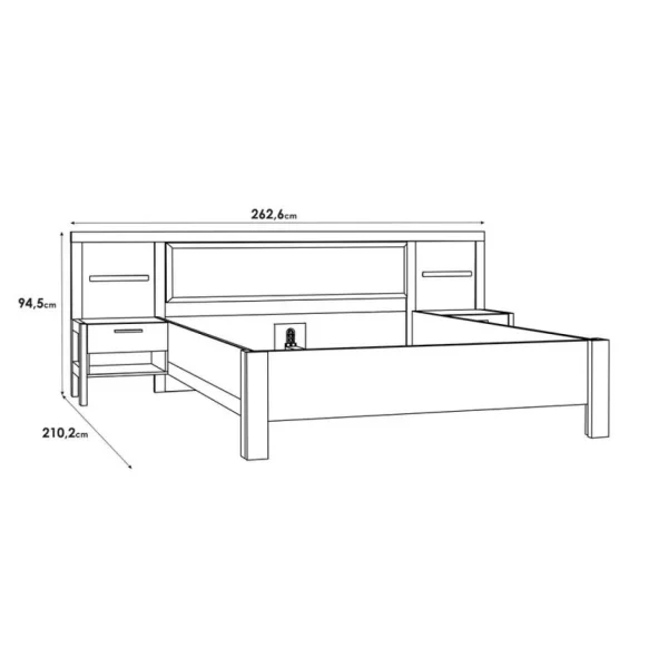 pas cher en vente Linea Natura Lit 160×200 Cm Chevets Et LED Intégrés OMBRONE Blanc Et Imitation Ch… 6