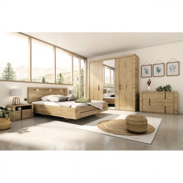 dernière tendance Linea Natura Lit 160×200 Cm CONFIDENCE Imitation Chêne 3