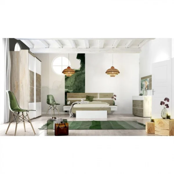 BUT Lit 160×200 Cm PRADO Blanc Imitation Chêne Structuré Boutique officielle 3