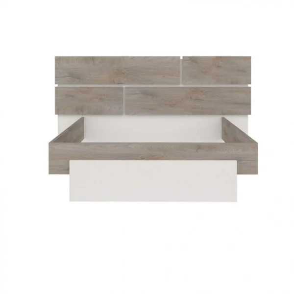 BUT Lit 160×200 Cm PRADO Blanc Imitation Chêne Structuré Boutique officielle 4