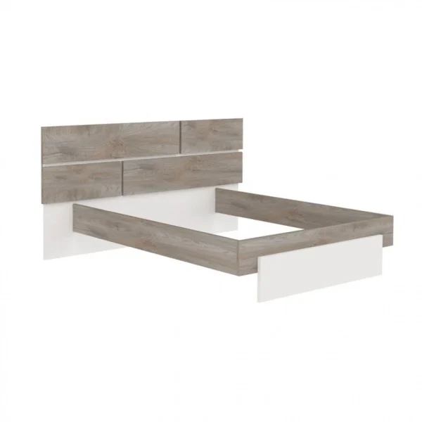 BUT Lit 160×200 Cm PRADO Blanc Imitation Chêne Structuré Boutique officielle 5