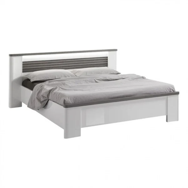 Modern Living Lit 160×200 Cm VERTIGO Blanc Et Imitation Chêne Gris vente en ligne pas cher 1