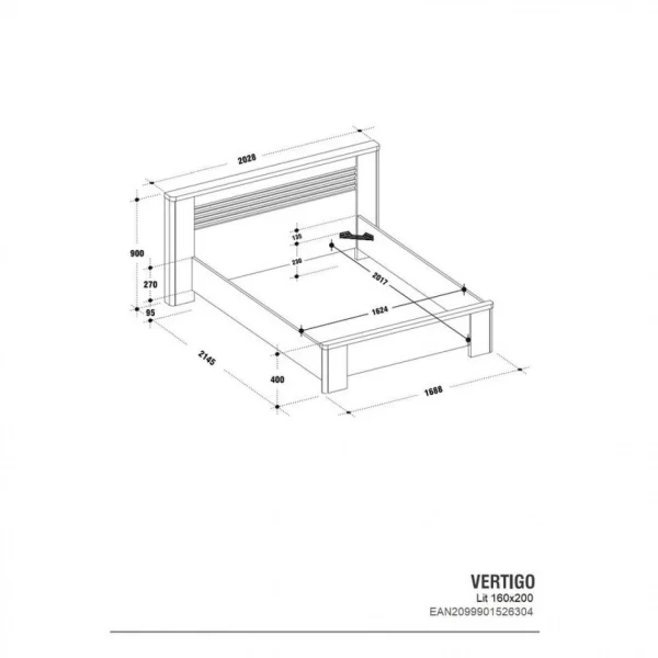 Modern Living Lit 160×200 Cm VERTIGO Blanc Et Imitation Chêne Gris vente en ligne pas cher 6