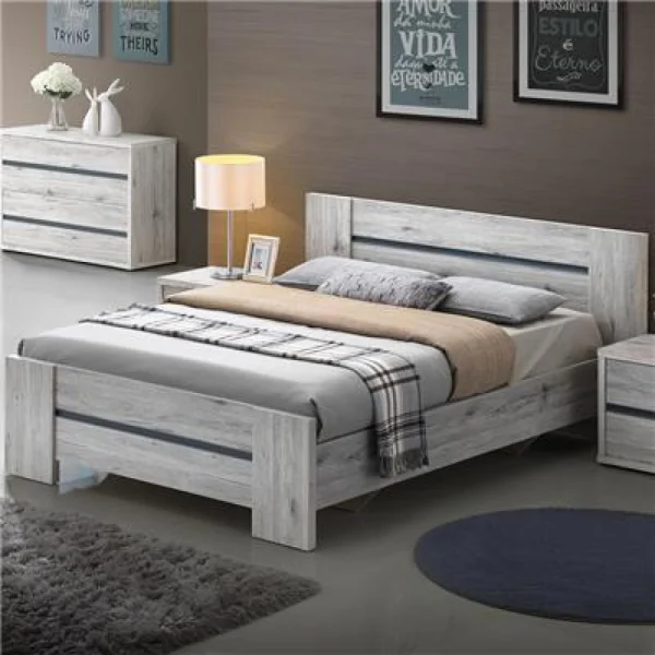 aux meilleurs prix NOUVOMEUBLE Lit 160×200 Couleur Chêne Rustique EVINA 1