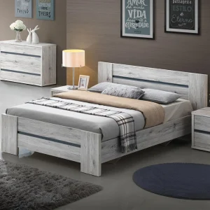 aux meilleurs prix NOUVOMEUBLE Lit 160×200 Couleur Chêne Rustique EVINA 8