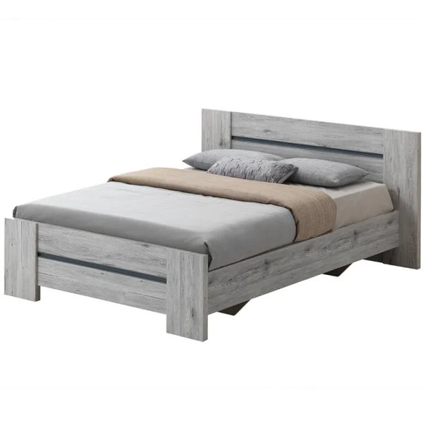 aux meilleurs prix NOUVOMEUBLE Lit 160×200 Couleur Chêne Rustique EVINA 4