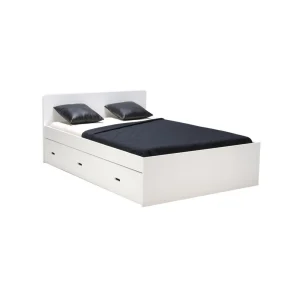 Le Quai Des Affaires Lit Double ZENIA 140×190 + 2 Chevets + 2 Tiroirs / Blanc a Prix Discount 15