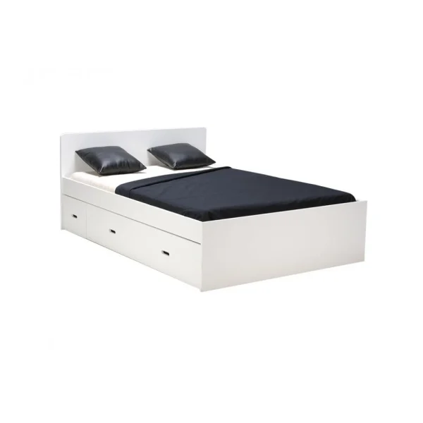 Le Quai Des Affaires Lit Double ZENIA 140×190 + 2 Chevets + 2 Tiroirs / Blanc a Prix Discount 6