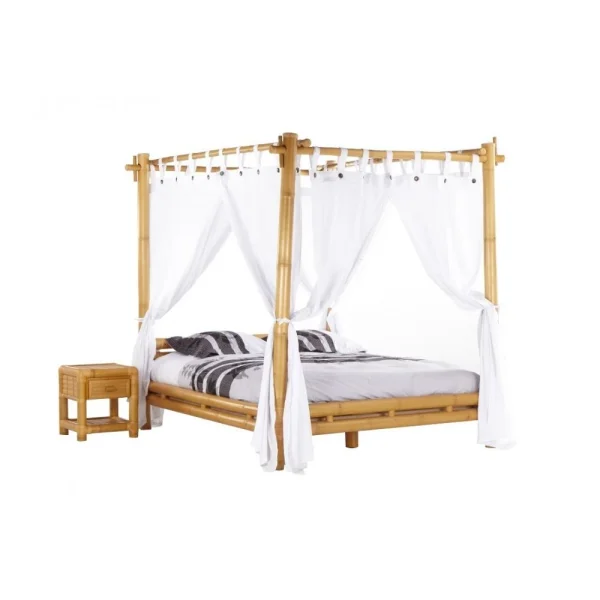 Vente-unique Lit à Baldaquin Avec Voilage 160 X 200 Cm – Bambou – Naturel – MALIND… remise en ligne 4