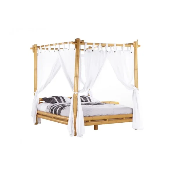 Vente-unique Lit à Baldaquin Avec Voilage 160 X 200 Cm – Bambou – Naturel – MALIND… remise en ligne 3