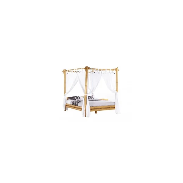 Vente-unique Lit à Baldaquin Avec Voilage 160 X 200 Cm – Bambou – Naturel – MALIND… remise en ligne 1