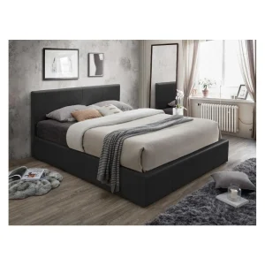 Vente-unique Lit Coffre TREMPLIN II – Simili Noir – 160*200 Cm excellent qulity 9