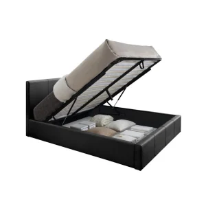 Vente-unique Lit Coffre TREMPLIN II – Simili Noir – 160*200 Cm excellent qulity 11