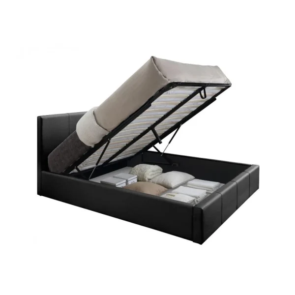 Vente-unique Lit Coffre TREMPLIN II – Simili Noir – 160*200 Cm excellent qulity 4