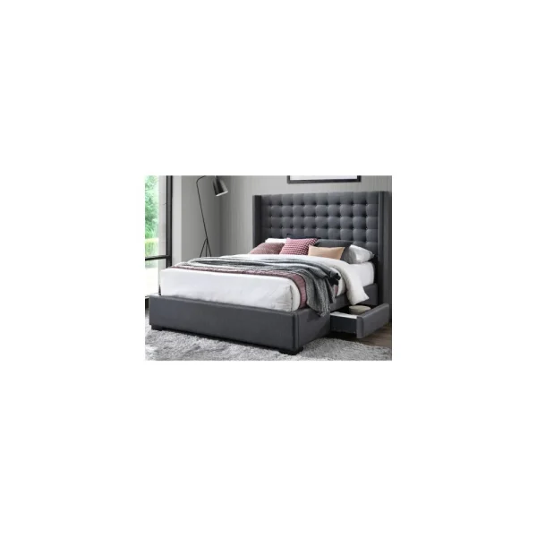 Vente-unique Lit LEONCE Tête De Lit Capitonnée – Avec Tiroirs – 160x200cm – Tissu… se précipiter pour acheter 1