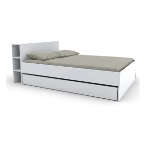Le Quai Des Affaires Lit RIGA 140x190cm + Tête De Lit + 2 Tiroirs / Blanc prix de gros 12