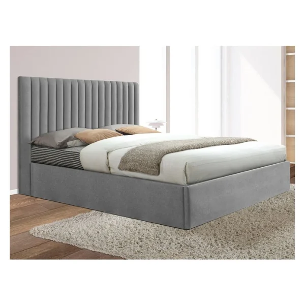 Vente-unique Lit Coffre Avec Tête De Lit Coutures Verticales SARAH – 160x200cm – T… site en ligne 3