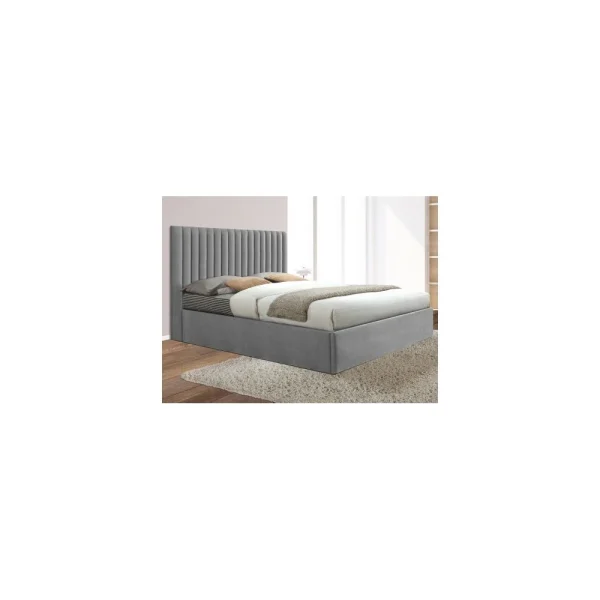Vente-unique Lit Coffre Avec Tête De Lit Coutures Verticales SARAH – 160x200cm – T… site en ligne 1